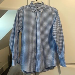 Blue and white button down, vineyard vines